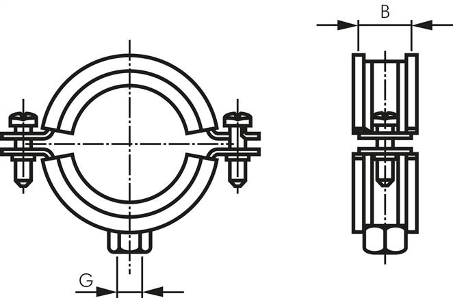 Rohrschelle, 11 - 14mm, 1.4404, mit Einlage