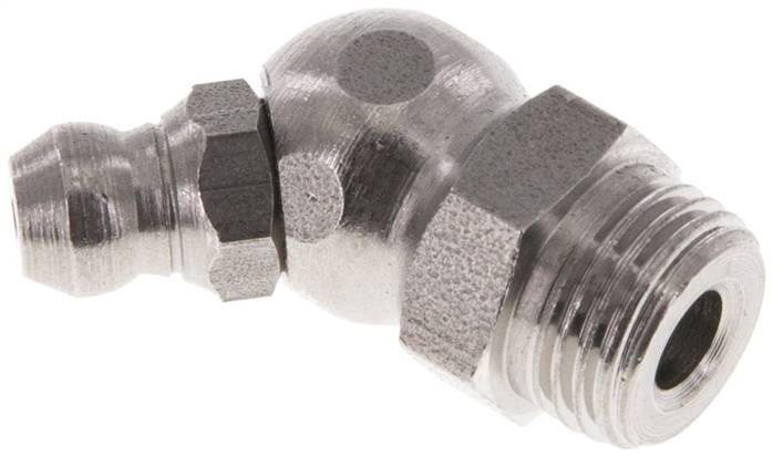 45° Kegelschmiernippel, R 1/8", 1.4305 (6-kant)